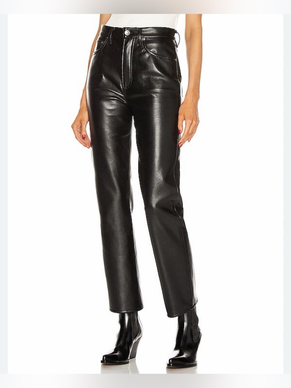 🖤✨AGOLDE Faux Leather Fitted‎ 90’s Straight Leg Pants Black Size 28✨🖤